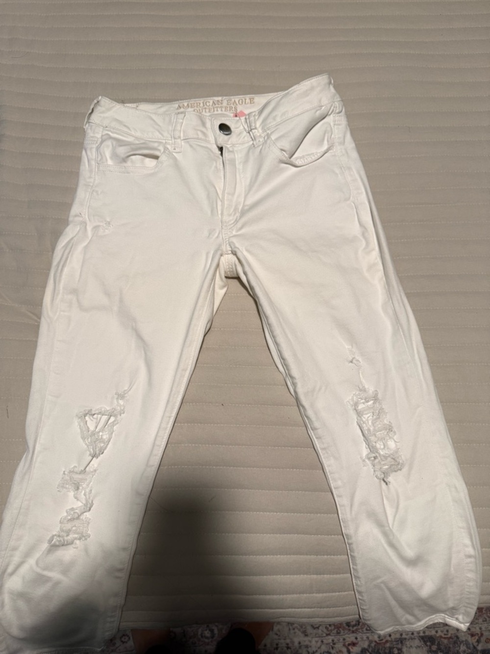 American Eagle Outfitters White Distressed Jeggings
